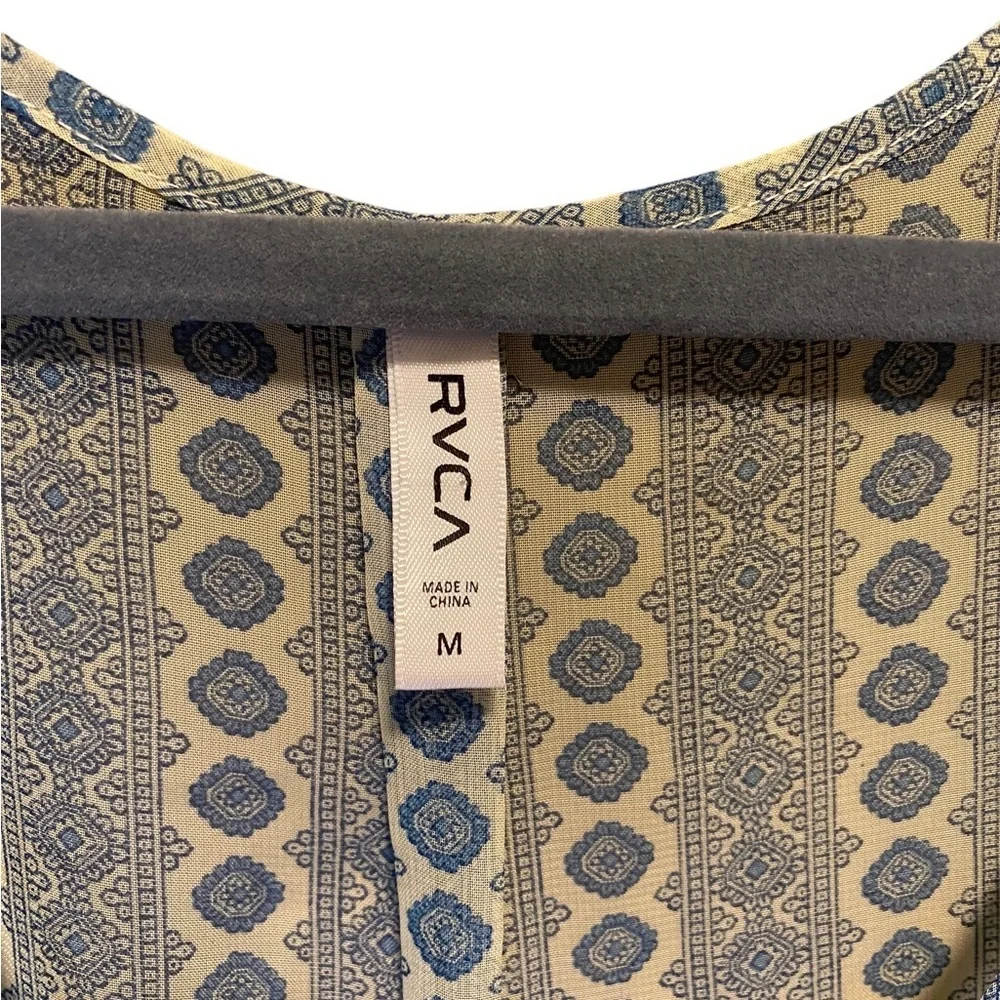 RVCA Sheer Long Sleeveless Button Down Top Or Cover Up Over Swimsuit/ Leggings - Picture 10 of 14